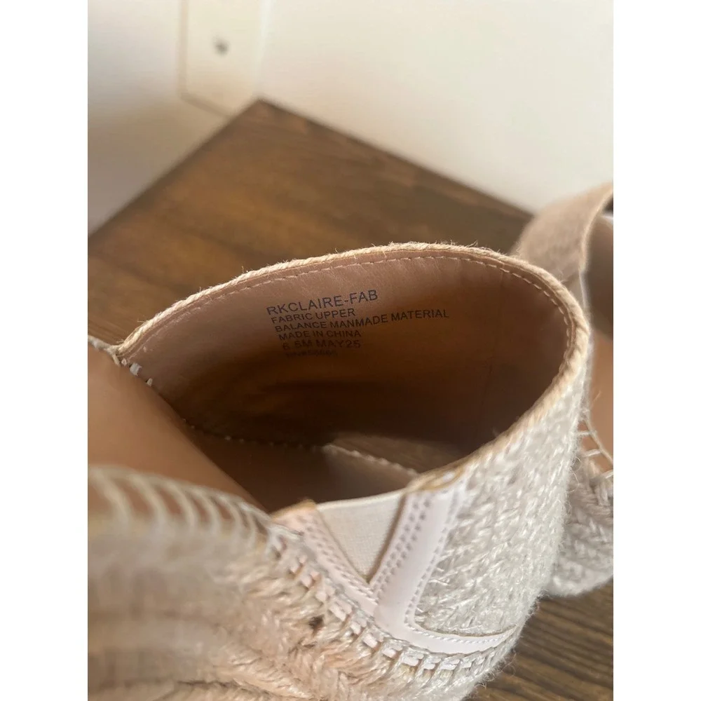 Nordstrom Rack Claire Beige Woven Espadrille Wedge Sandals RKCLAIRE-FAB 6.5M